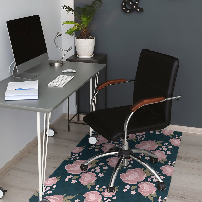 Alfombra para silla de escritorio Flores rosadas