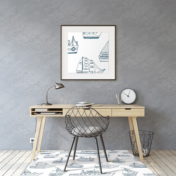 Alfombra silla ordenador Barcos azules