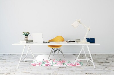 Alfombra para silla de escritorio Flores rosadas