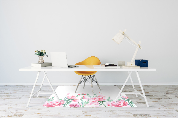 Alfombra para silla de escritorio Flores rosadas