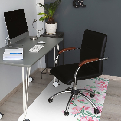 Alfombra para silla de escritorio Flores rosadas