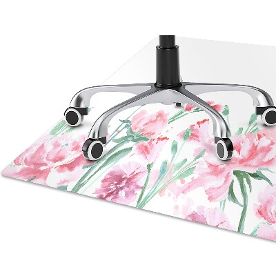 Alfombra para silla de escritorio Flores rosadas
