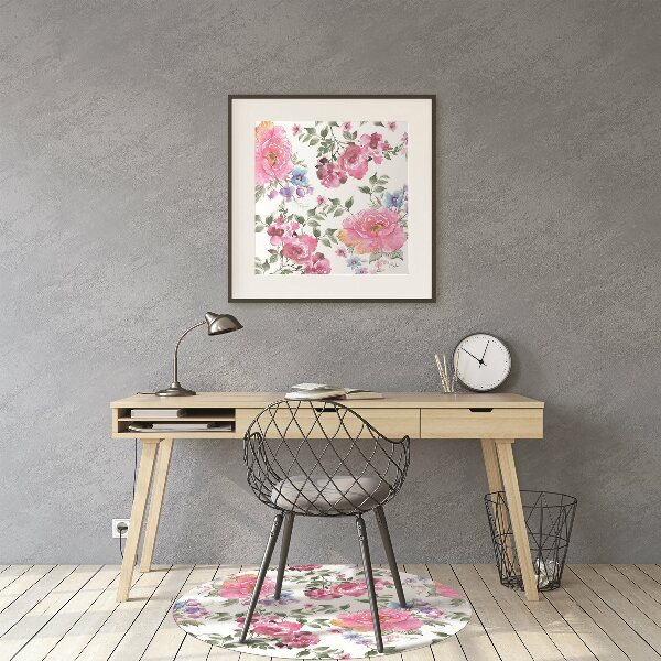 Alfombra para silla de escritorio Flores rosadas