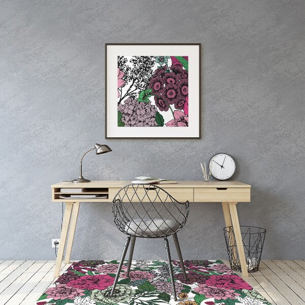 Alfombra silla ordenador Flores vintage