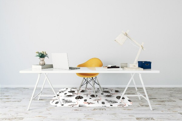 Alfombrilla para silla de escritorio Hojas y flamencos