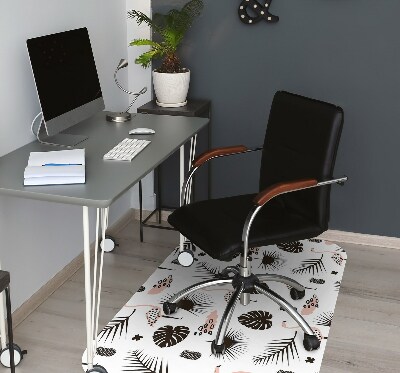 Alfombrilla para silla de escritorio Hojas y flamencos