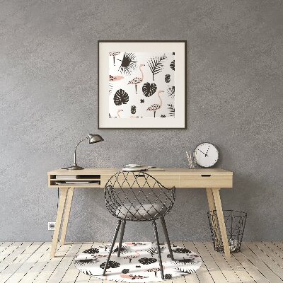 Alfombrilla para silla de escritorio Hojas y flamencos