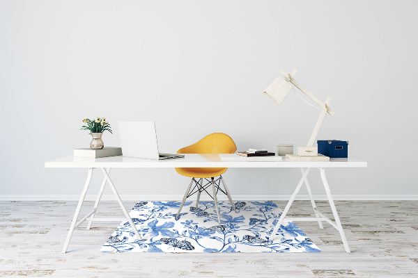 Alfombra para silla de escritorio Flores azules