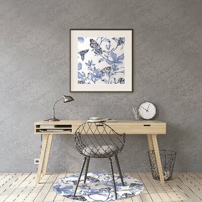 Alfombra para silla de escritorio Flores azules