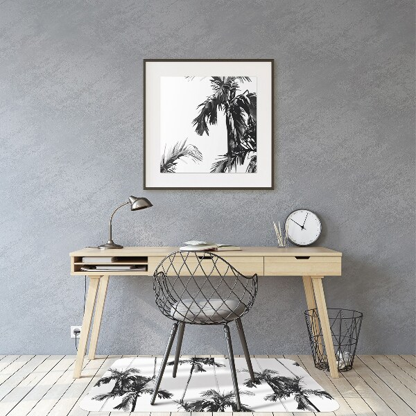 Alfombra para silla de escritorio Palmeras en blanco y negro