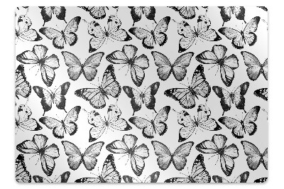 Alfombra silla ordenador Mariposa en blanco y negro