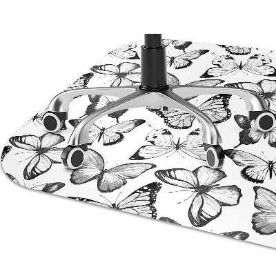 Alfombra silla ordenador Mariposa en blanco y negro