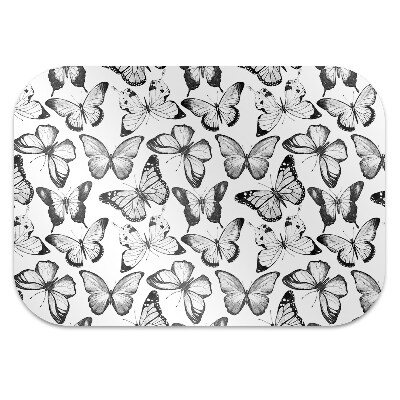 Alfombra silla ordenador Mariposa en blanco y negro