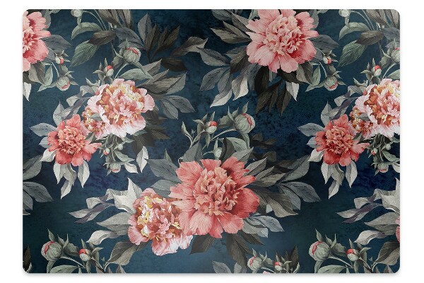 Alfombra silla ordenador Peonies red