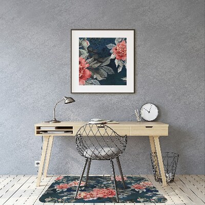 Alfombra silla ordenador Peonies red