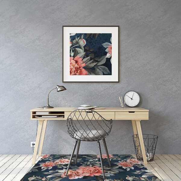 Alfombra silla ordenador Peonies red