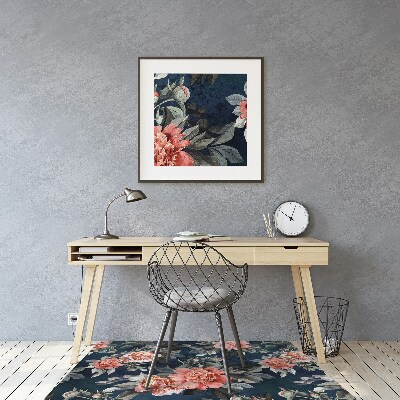 Alfombra silla ordenador Peonies red