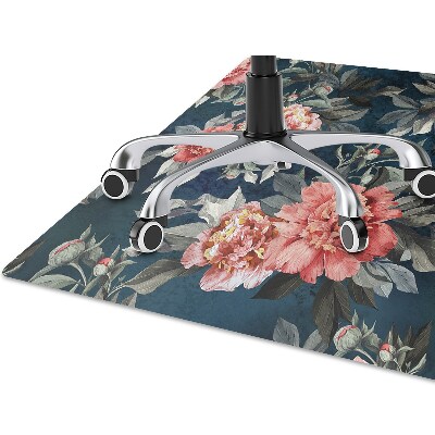 Alfombra silla ordenador Peonies red