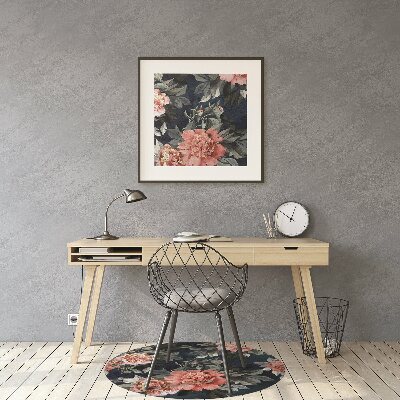 Alfombra silla ordenador Peonies red
