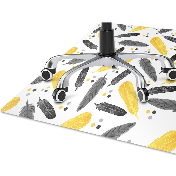 Alfombra silla ordenador Plumas doradas negras