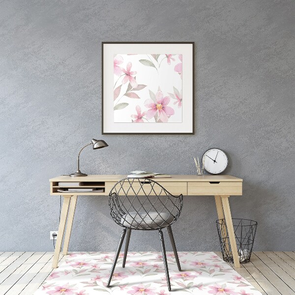 Alfombrilla para silla de escritorio Flores rosadas