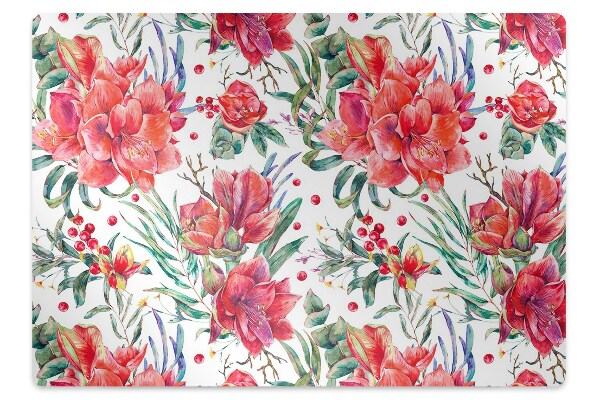 Alfombra silla ordenador Flores rojas