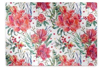 Alfombra silla ordenador Flores rojas
