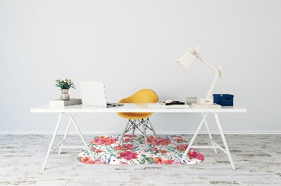Alfombra silla ordenador Flores rojas