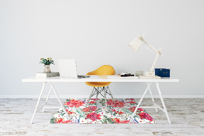 Alfombra silla ordenador Flores rojas
