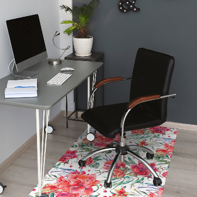 Alfombra silla ordenador Flores rojas