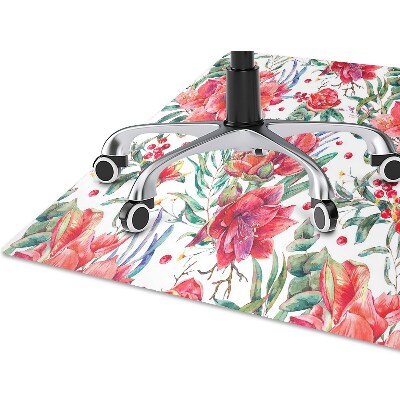 Alfombra silla ordenador Flores rojas