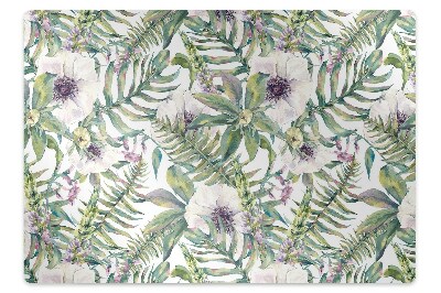 Alfombra silla ordenador Flores blancas