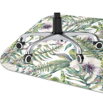 Alfombra silla ordenador Flores blancas