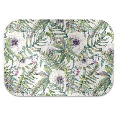 Alfombra silla ordenador Flores blancas