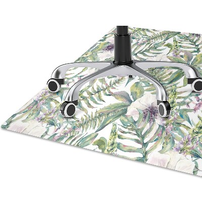 Alfombra silla ordenador Flores blancas