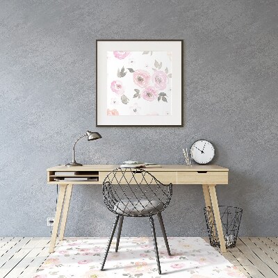Alfombrilla para silla de escritorio Flores de acuarela