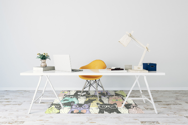 Alfombra para silla de escritorio Gatos con gafas