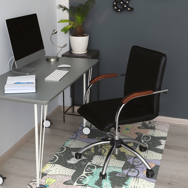 Alfombra para silla de escritorio Gatos con gafas