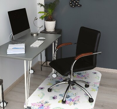 Alfombra para silla de escritorio Flores moradas