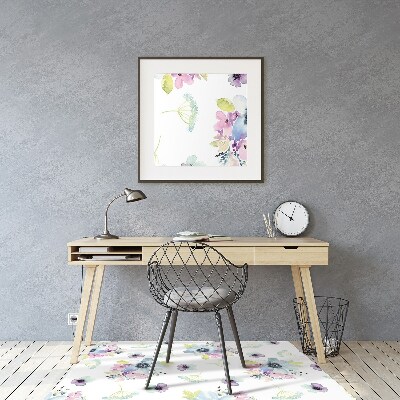 Alfombra para silla de escritorio Flores moradas