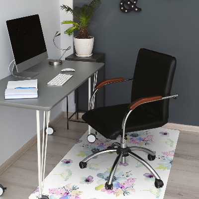 Alfombra para silla de escritorio Flores moradas
