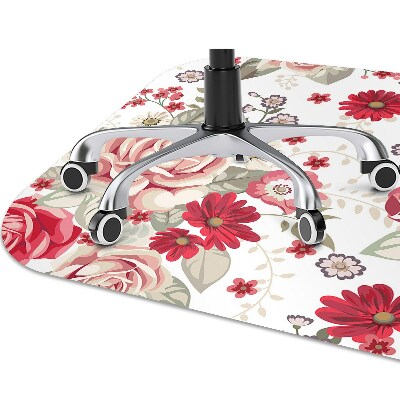 Alfombra silla ordenador Flores rojas