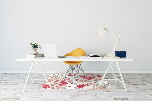 Alfombra silla ordenador Flores rojas