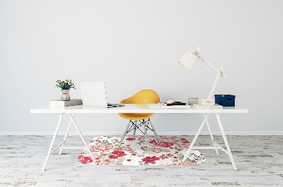 Alfombra silla ordenador Flores rojas