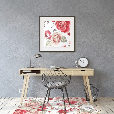 Alfombra silla ordenador Flores rojas