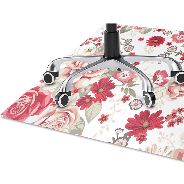 Alfombra silla ordenador Flores rojas