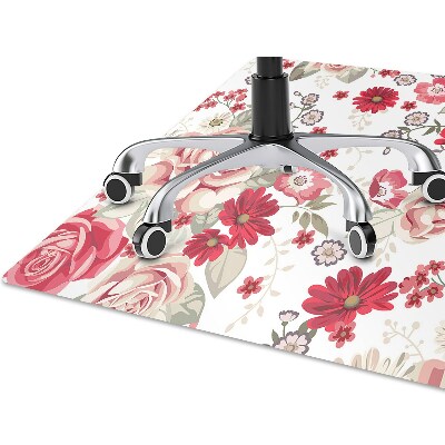 Alfombra silla ordenador Flores rojas