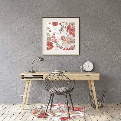 Alfombra silla ordenador Flores rojas