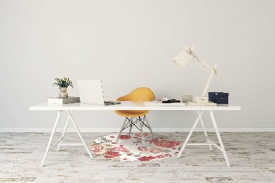 Alfombra silla ordenador Flores rojas