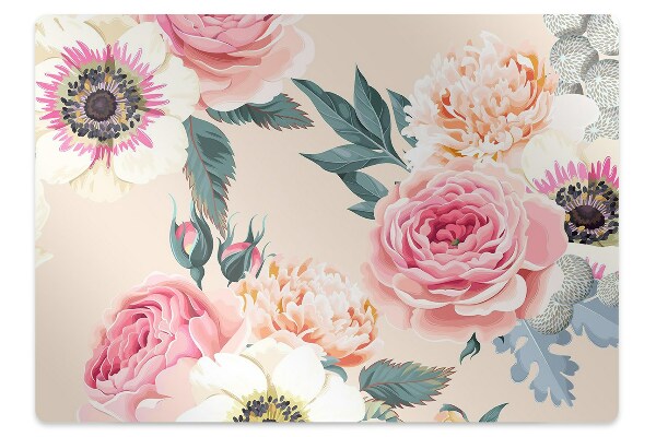 Alfombra silla ordenador Flores pastel